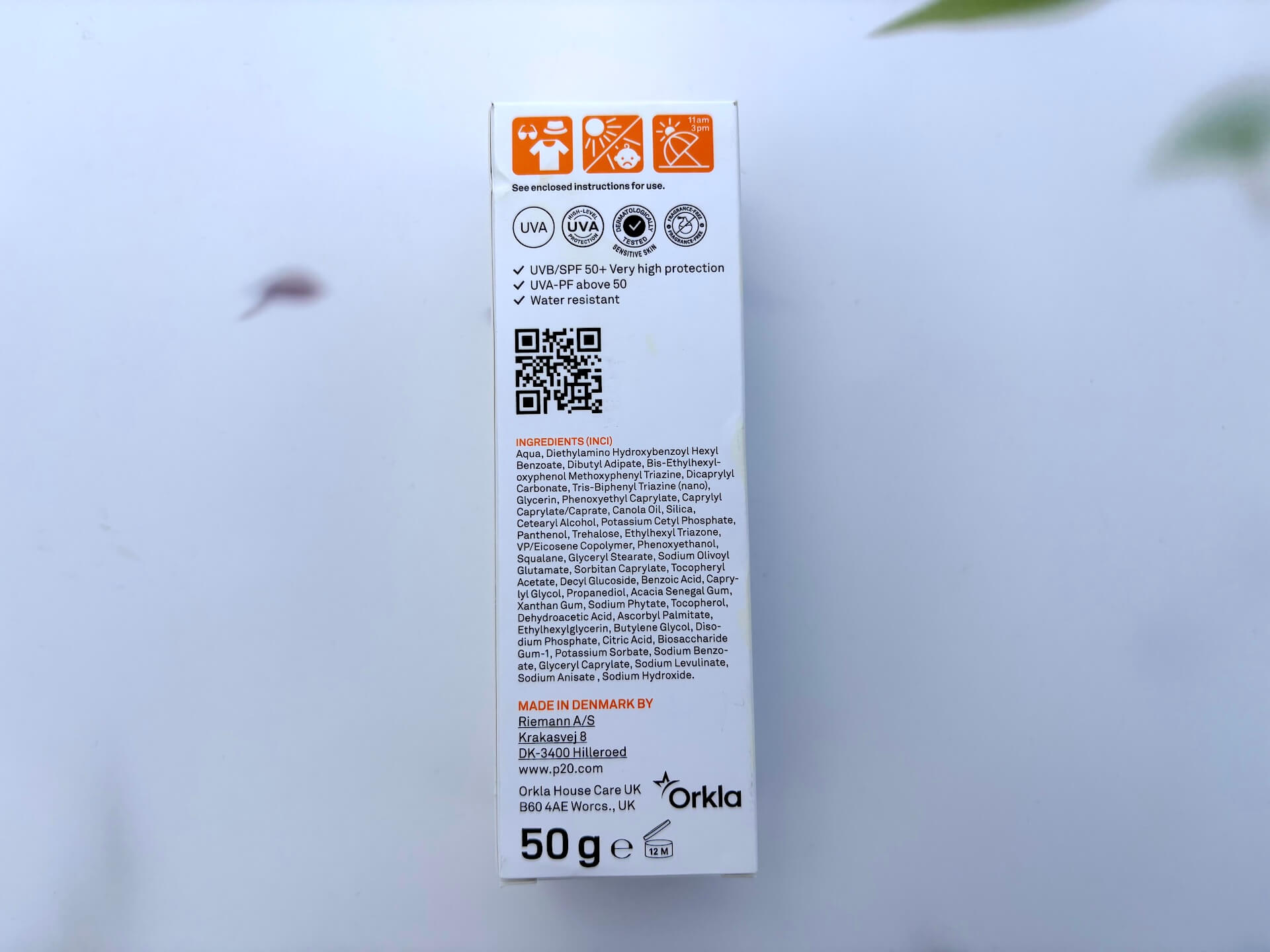 Ingredienser i P20 Riemann Sensitive Face SPF 50+