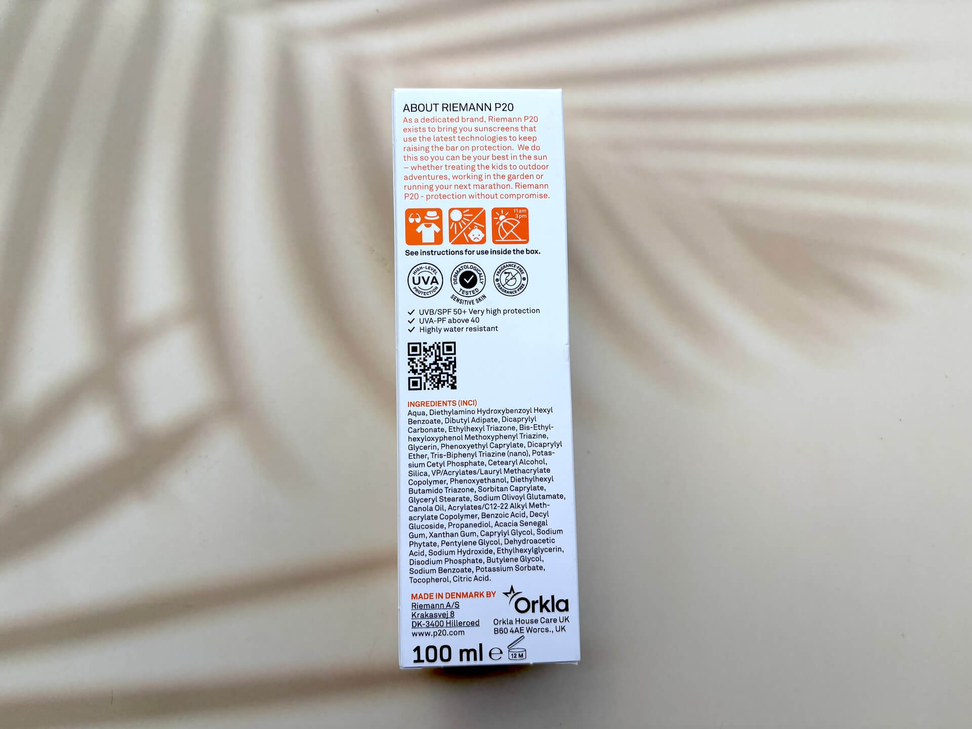 Ingredienser i P20 Riemann Sensitive Skin SPF 50+