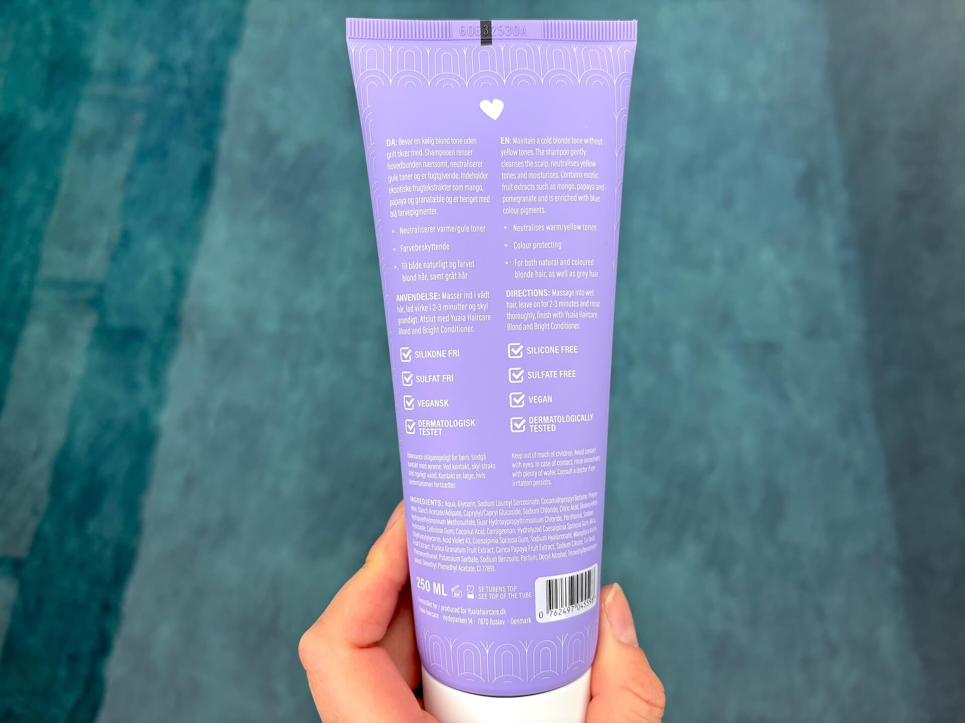 Ingredienser i Yuaia Haircare Blond and Bright Silver Shampoo