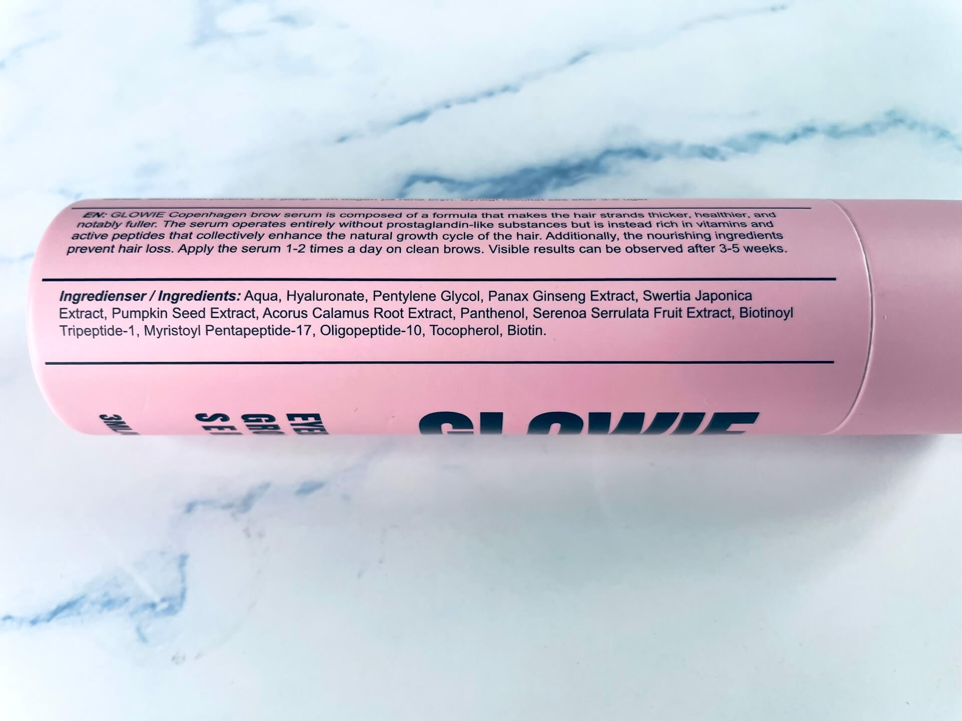 Ingredienser på Glowie Eyebrow Growth Serum