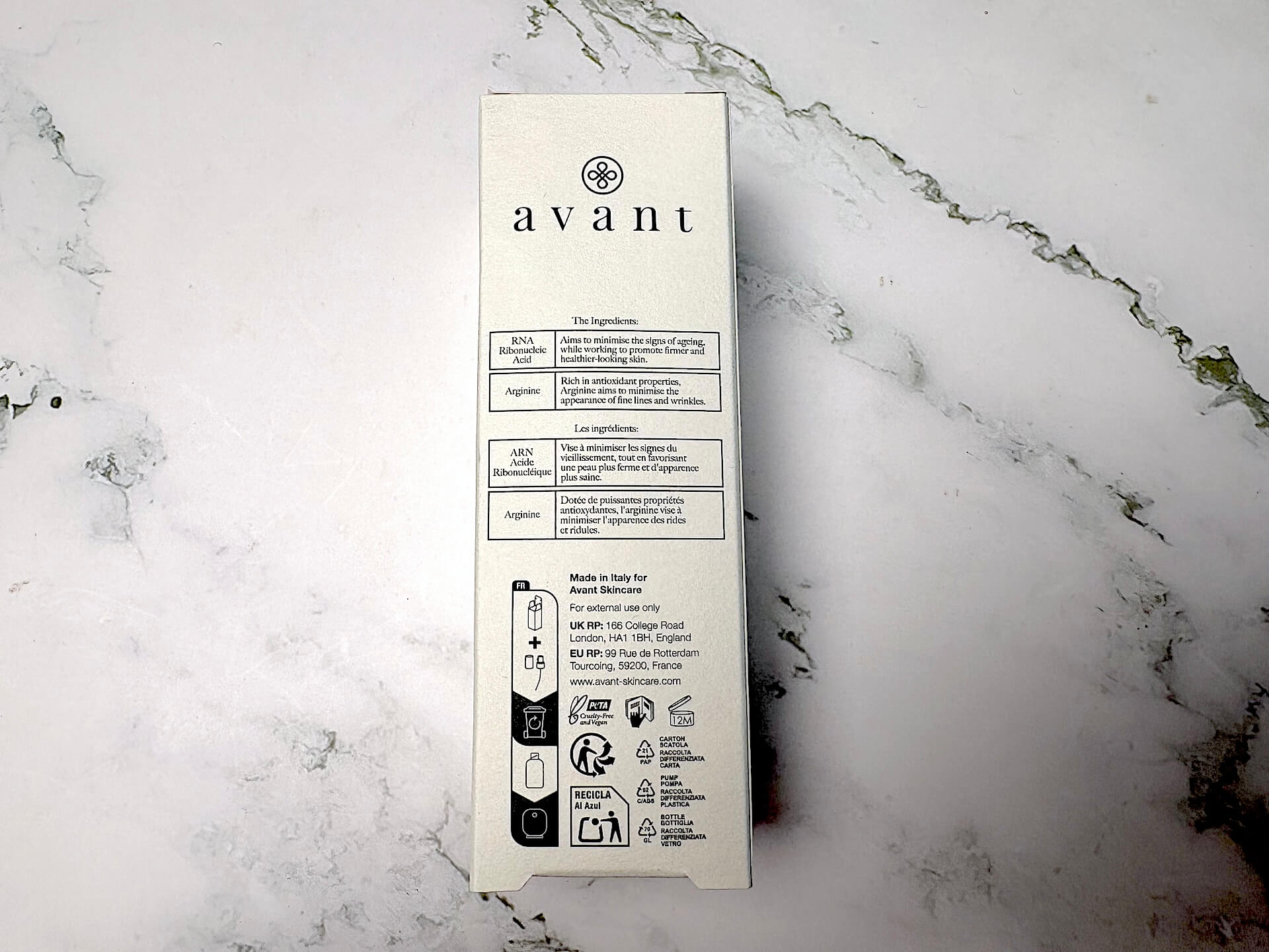 Ingrediensfordele ved Avant Skincare R.N.A Radical Firmness Anti-Ageing Serum