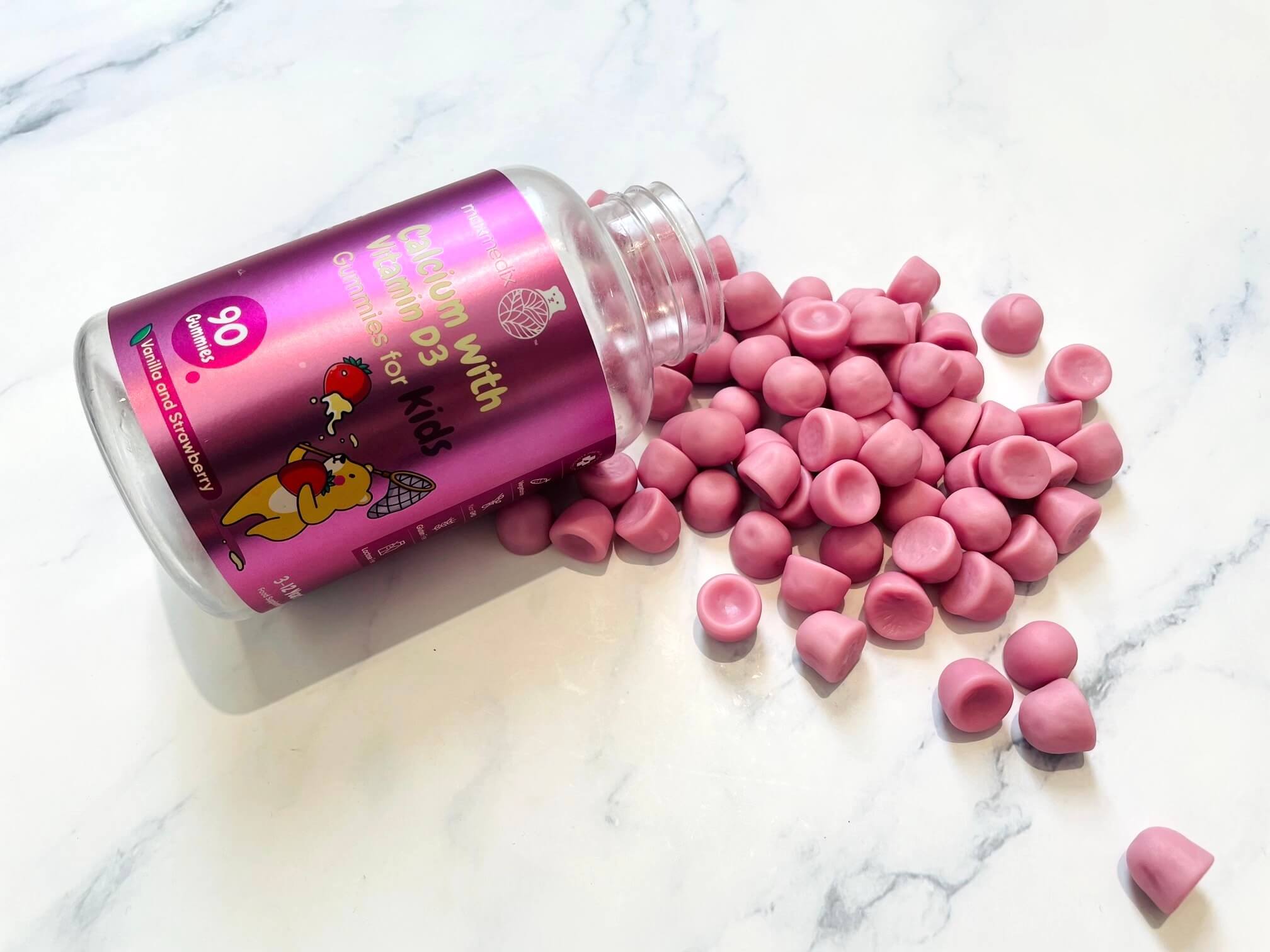 Kalk + D3-vitamin vingummi på bord