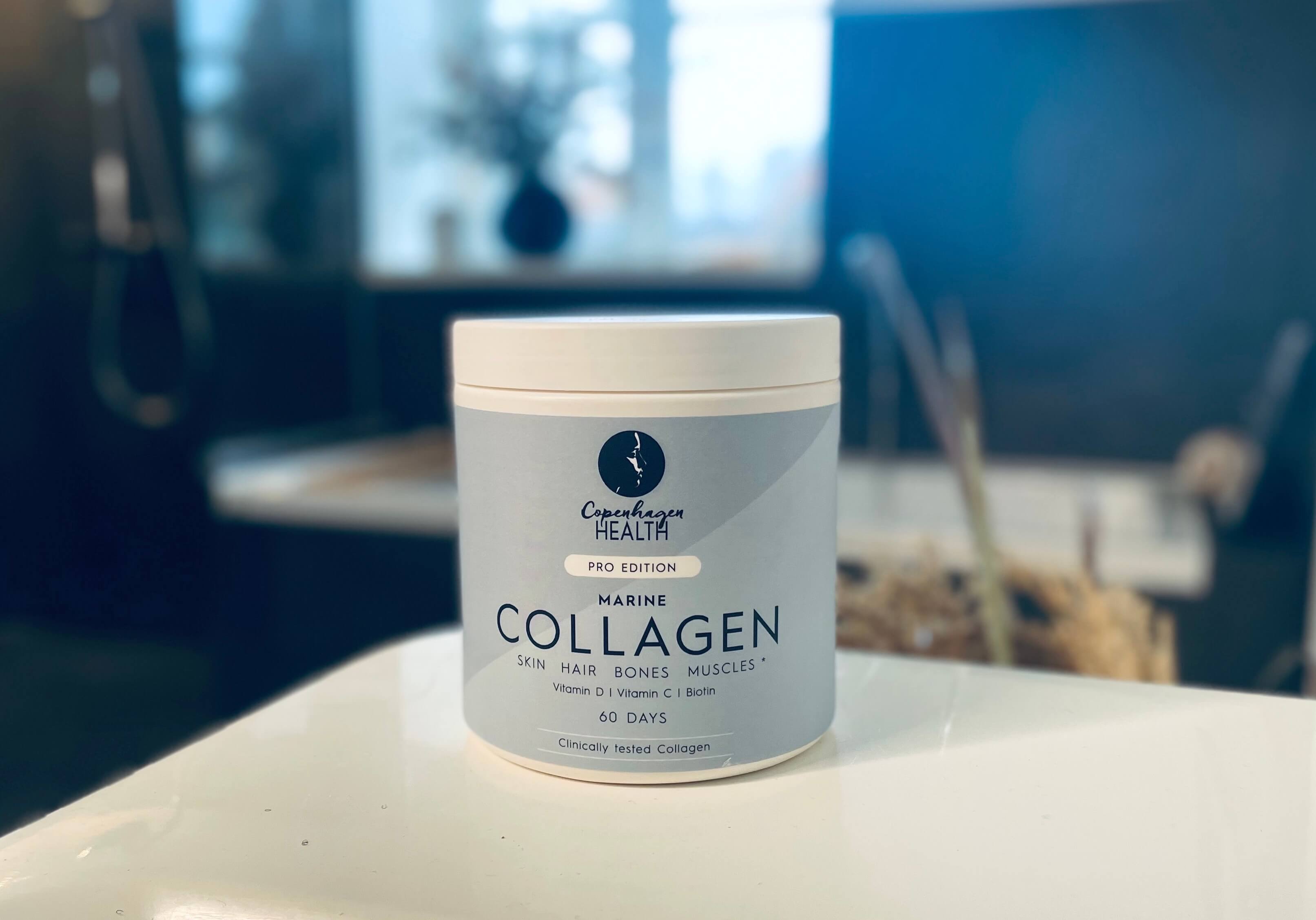 Marine Collagen Pro på bord på badeværelse