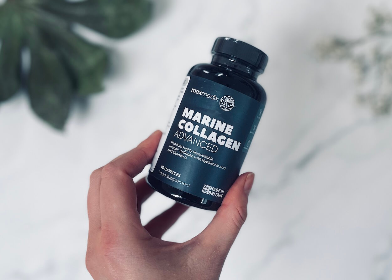 Maxmedix Marine Collagen med Hyaluronsyre i hånd