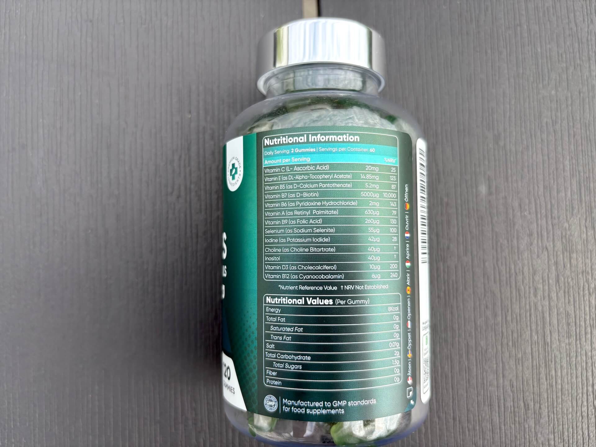 Næringsindhold bag på WeightWorld Biotin Gummies