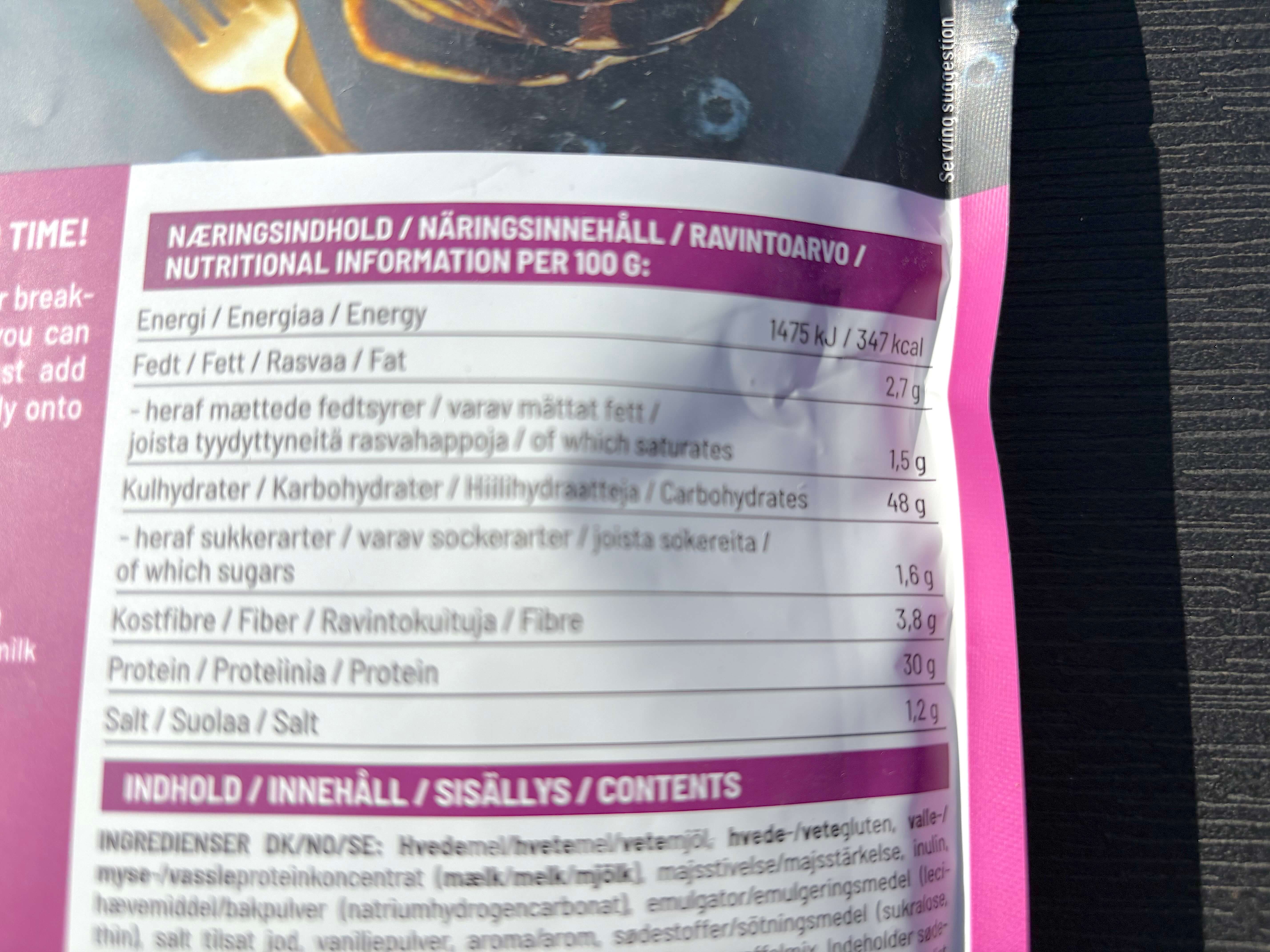 Næringsindhold i Bodylab American Style Protein Pancake & Waffle Mix Classic