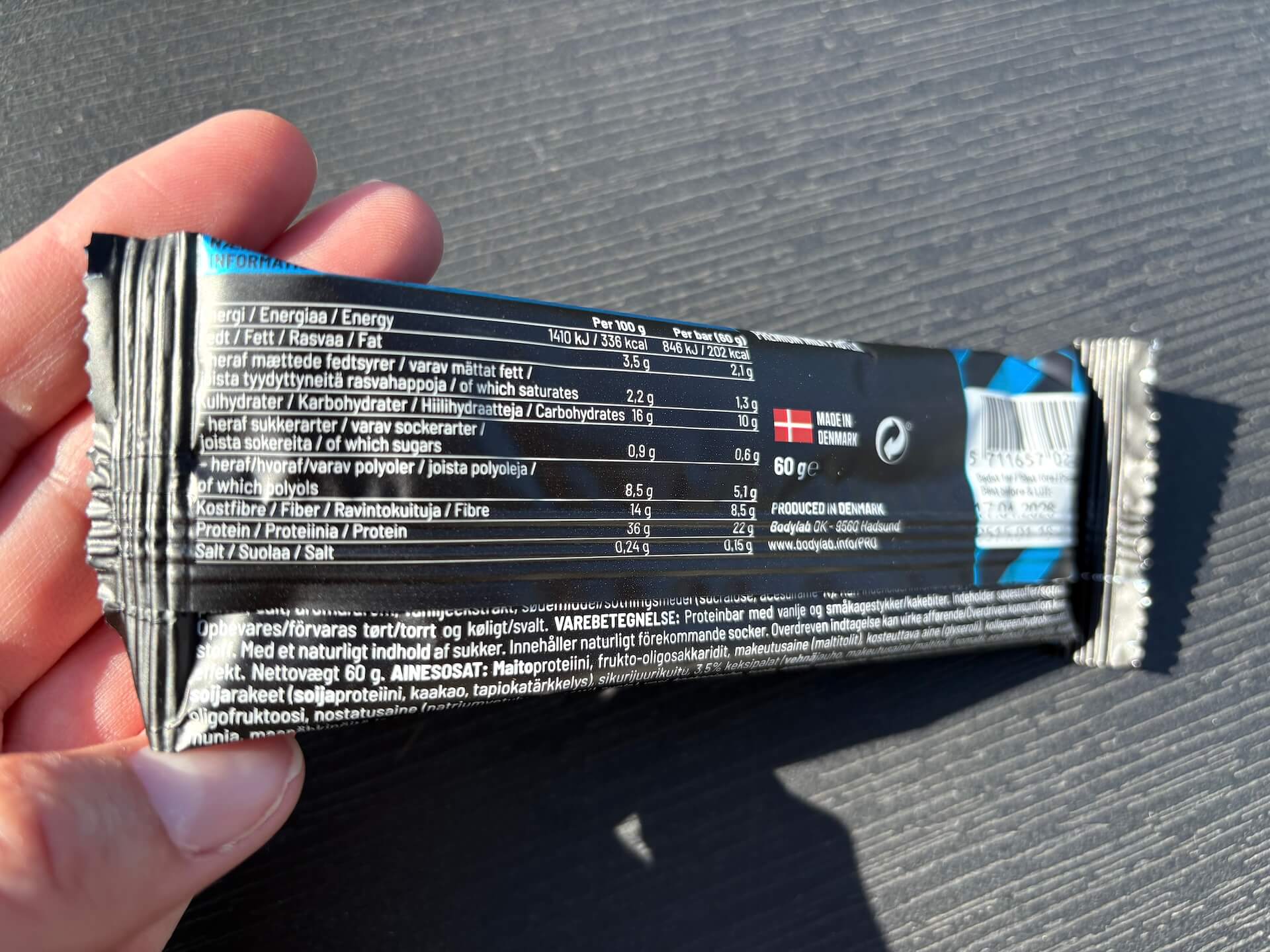 Næringsindhold i Bodylab PRO Protein Bar