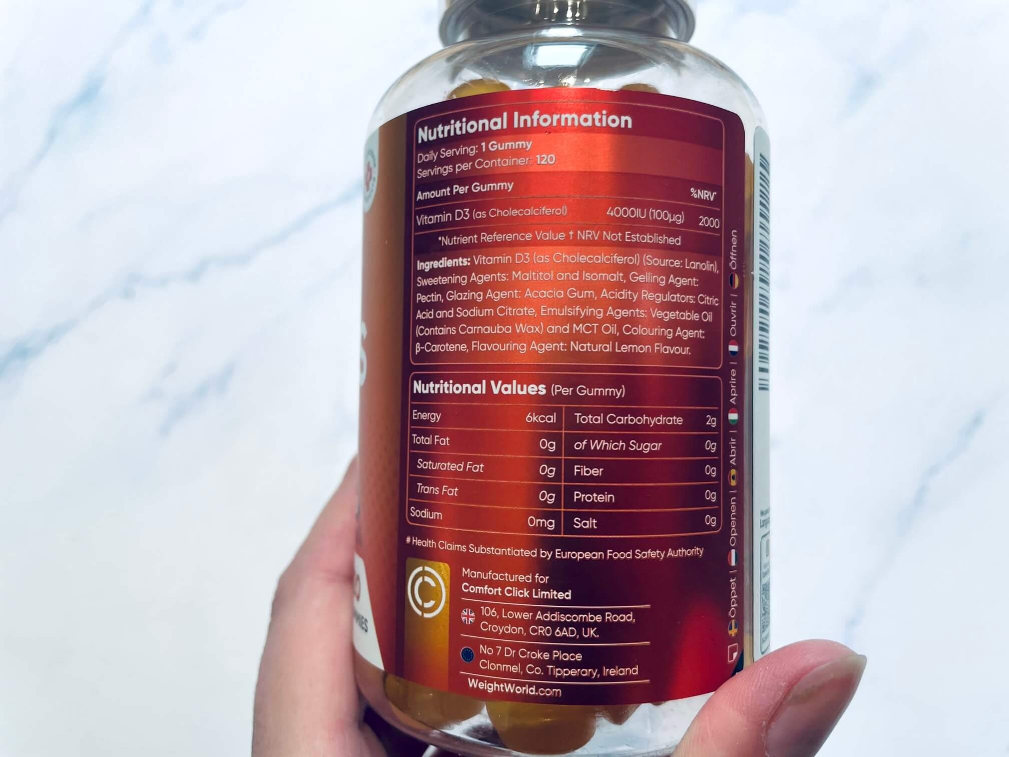 Næringsindhold i D3-Vitamin Gummies