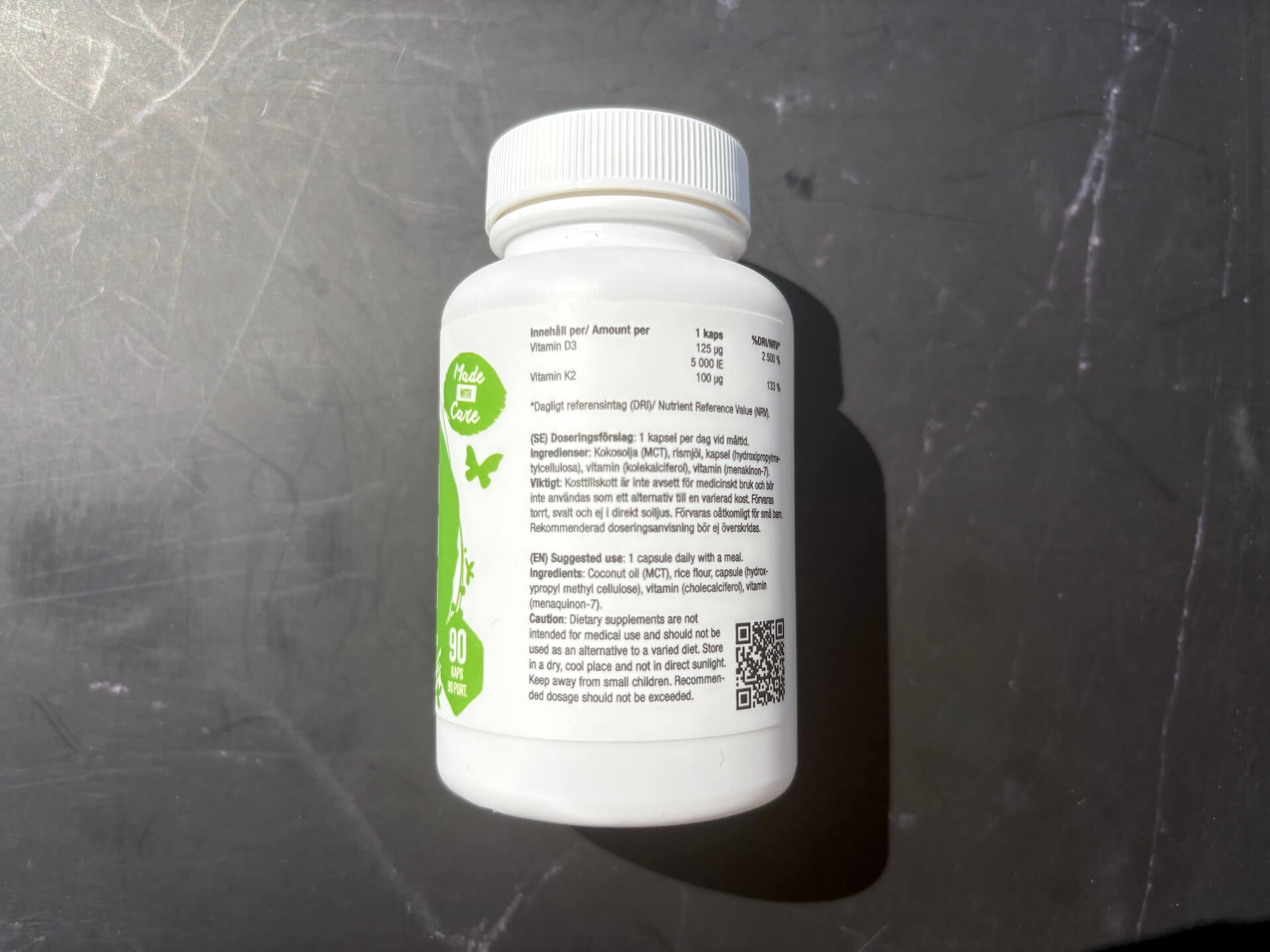Næringsindhold i Healthwell Vitamin D3 5000 + K2 100