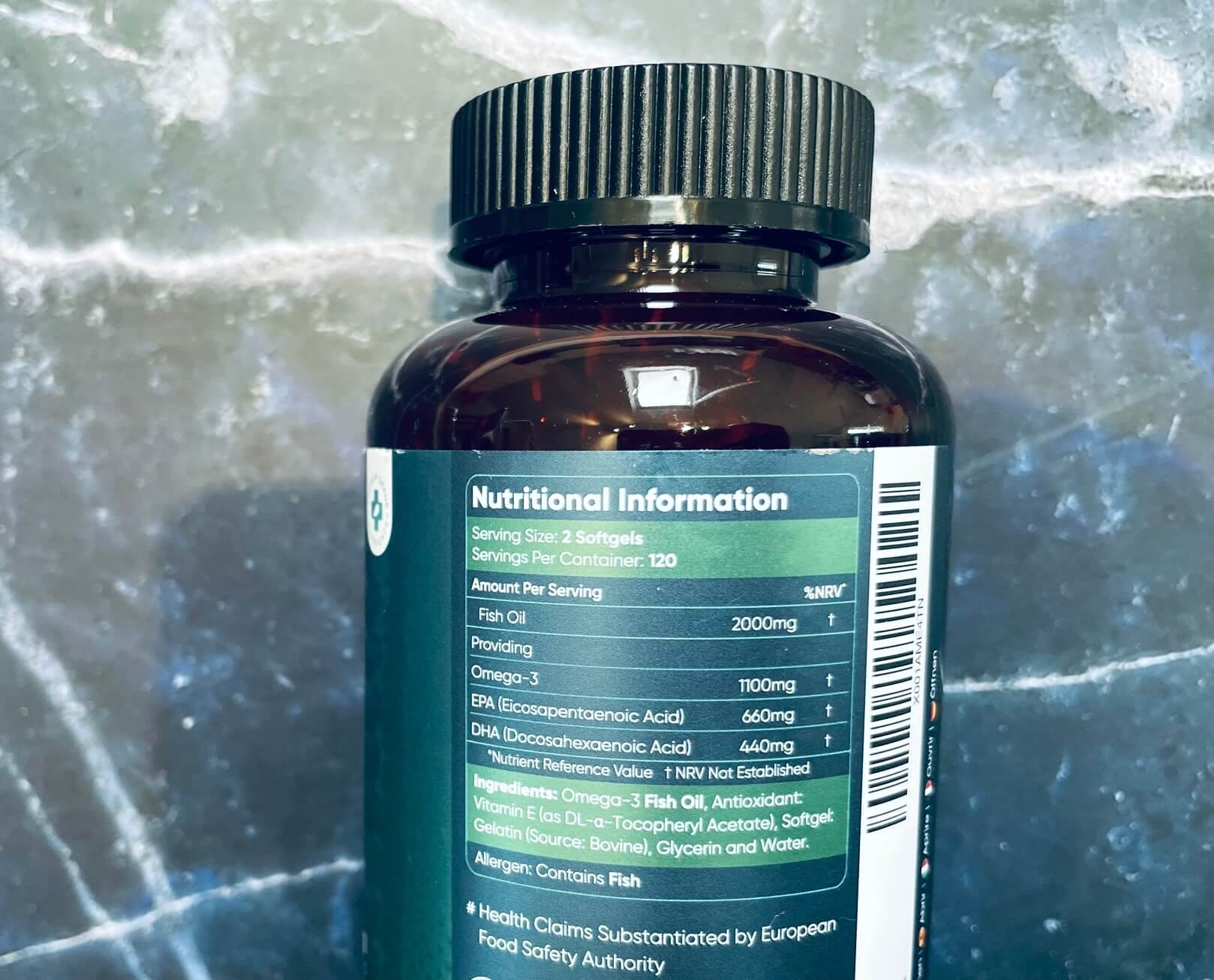 Næringsindhold i Omega-3 Fiskeolie 2000mg fra Weightworld