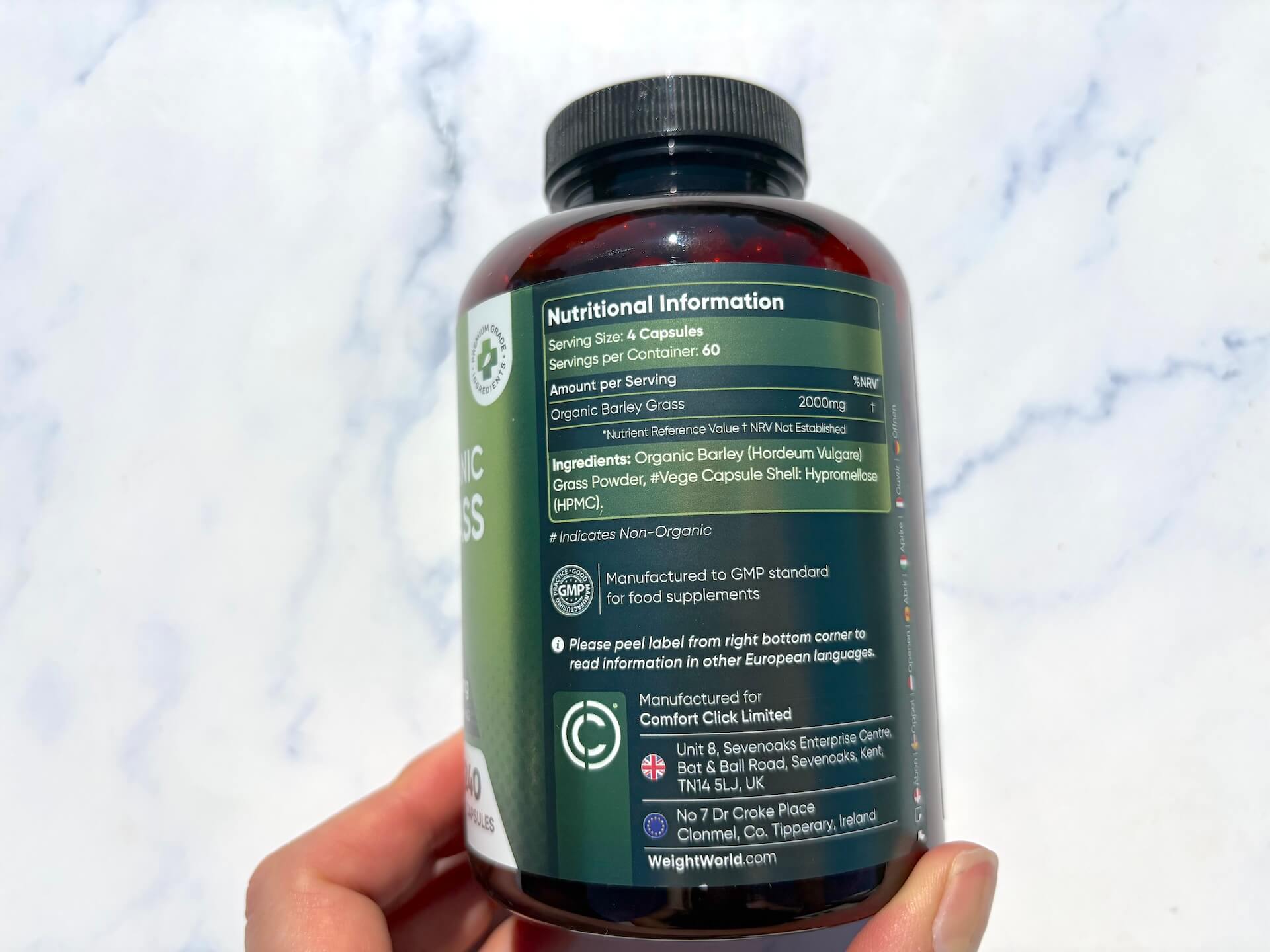 Næringsindhold i Weightworld Certified Organic Barley Grass
