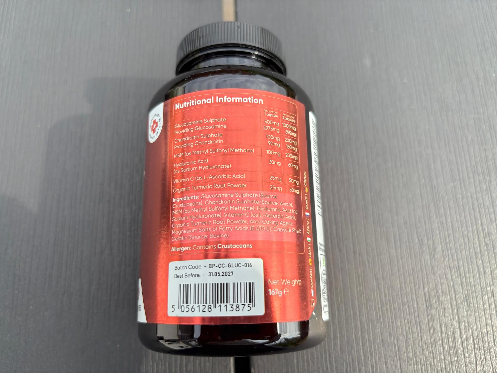 Næringsindhold i WeightWorld Glucosamin, Chondroitin & MSM