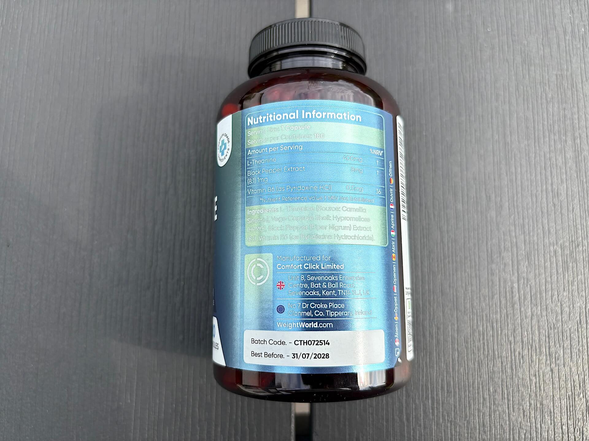 Næringsindhold i WeightWorld L-Theanine