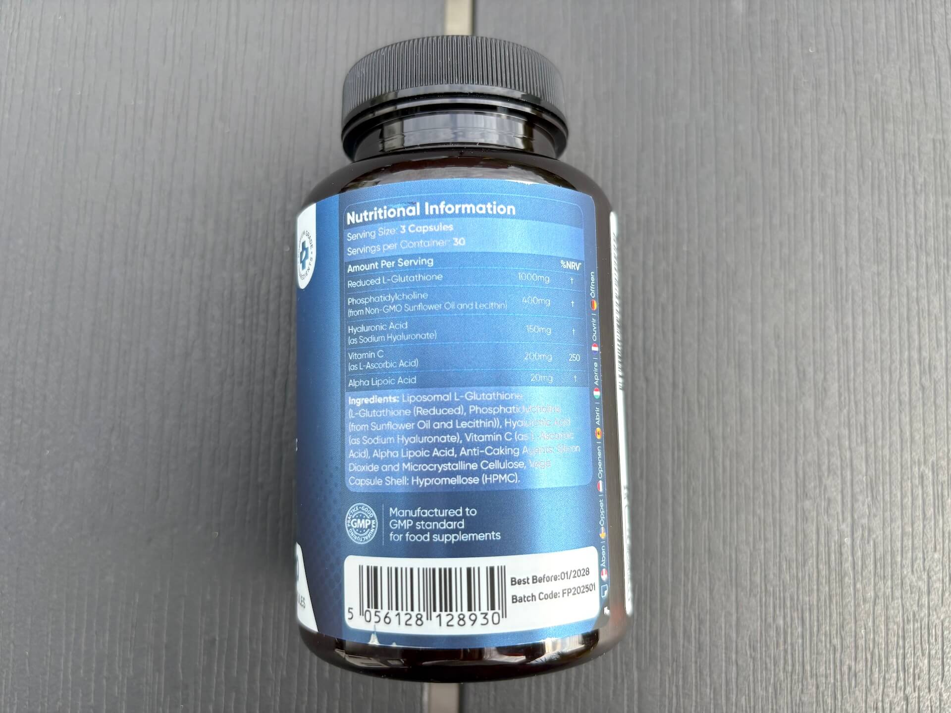Næringsindhold i WeightWorld Liposomal Glutathione