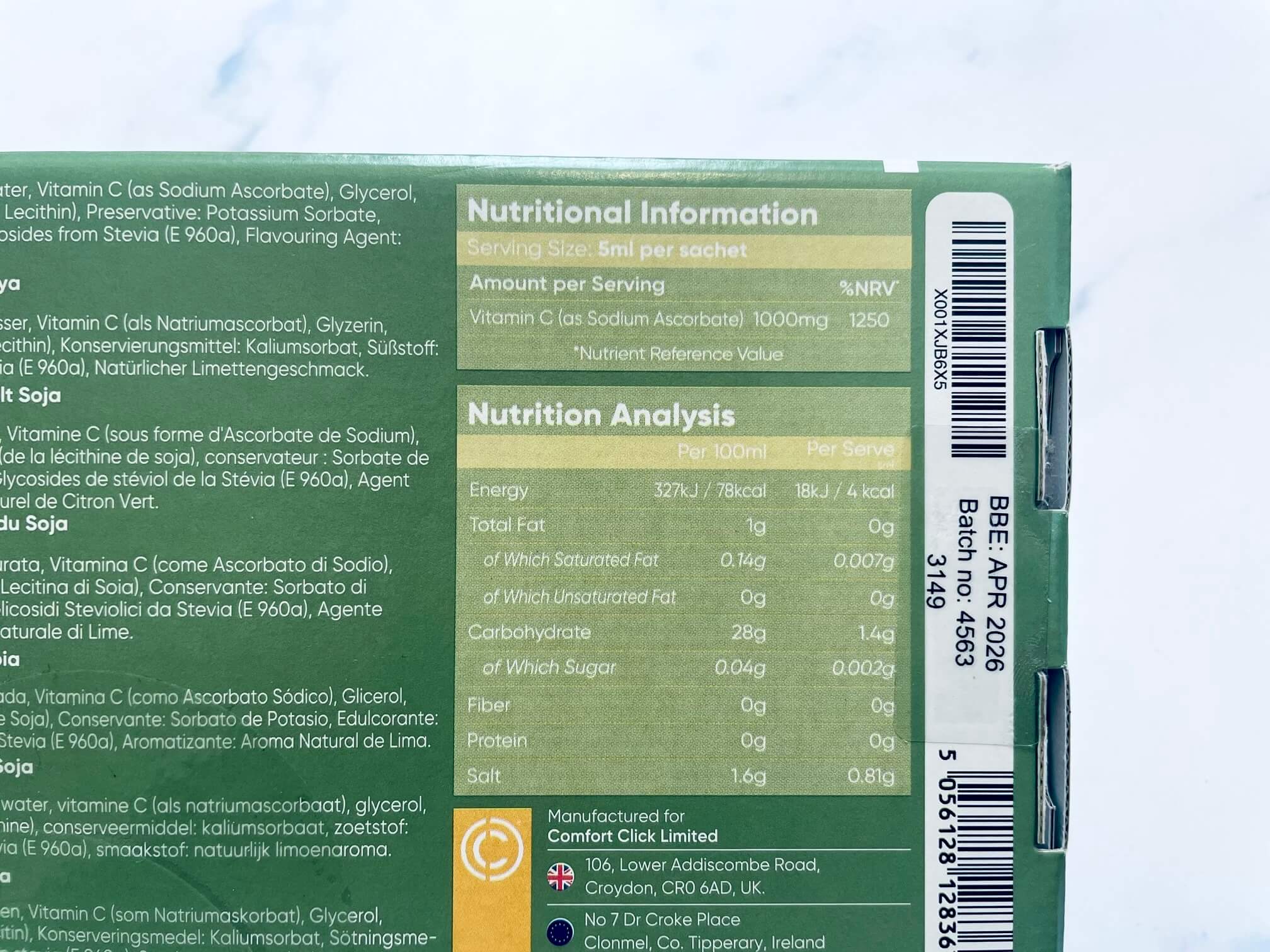 Næringsindhold i Weightworld Lipsomal Vitamin C