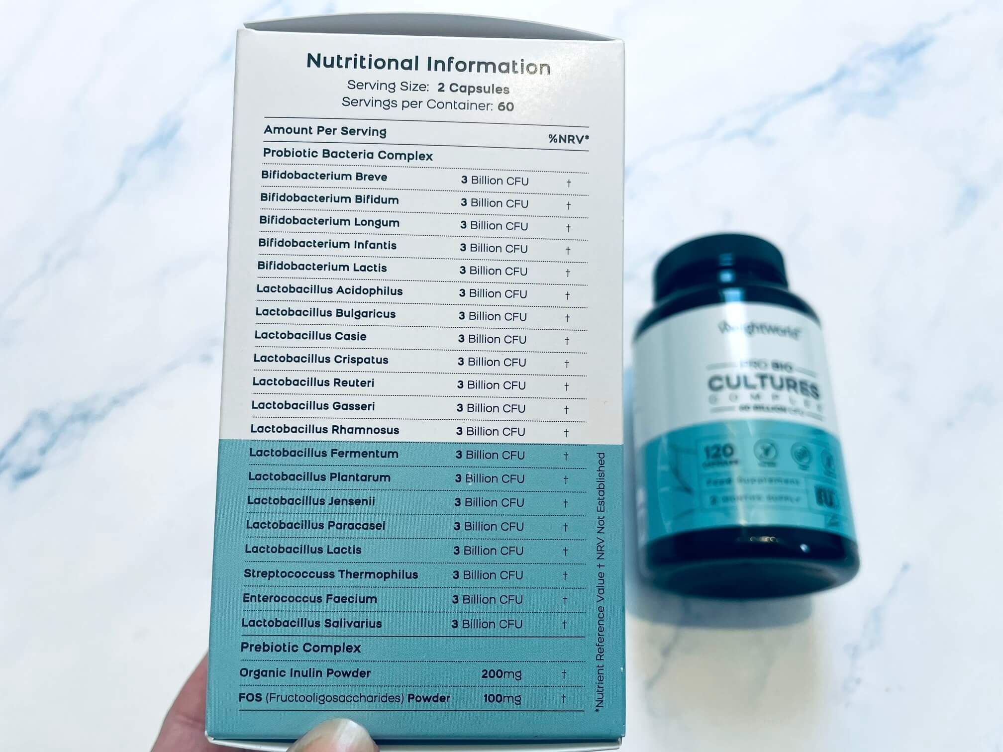 Næringsindhold i Weightworld Pro Bio Cultures Complex