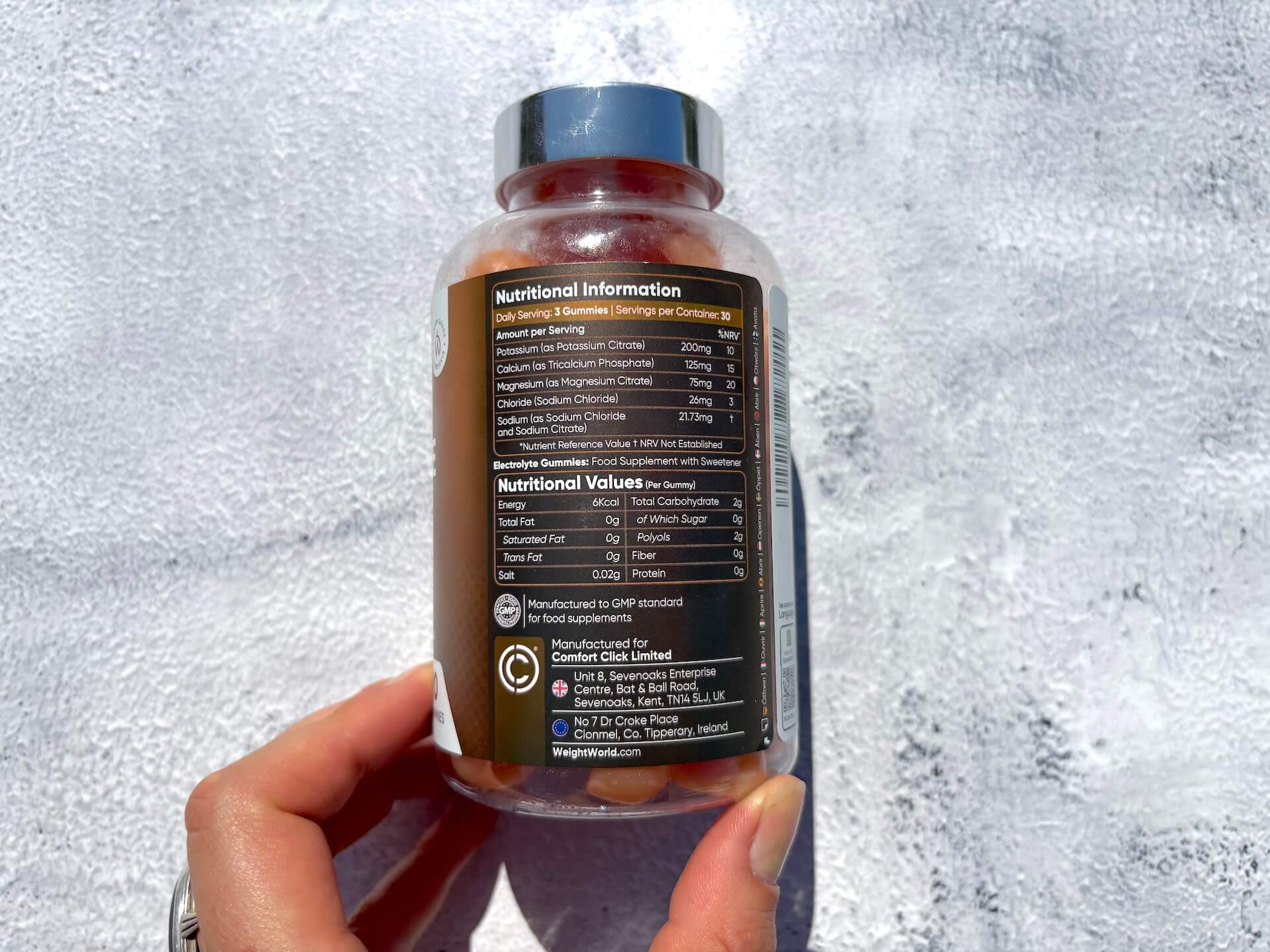 Næringsindhold i Weightworld Sugar Free Electrolyte gummies
