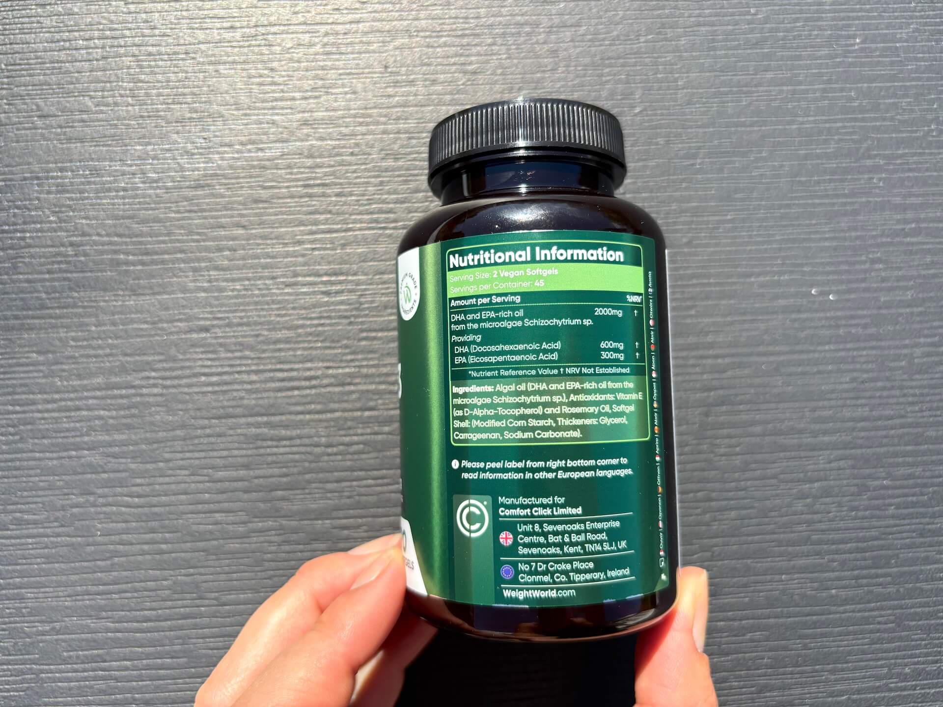 Næringsindhold i WeightWorld Vegan Omega-3