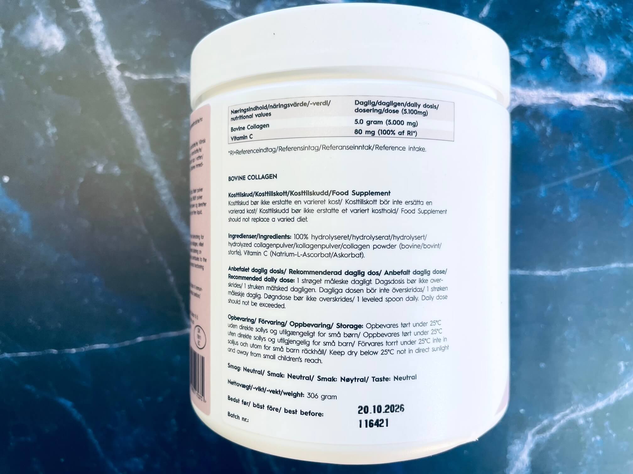 Næringsindhold og vejledning til Bovine Collagen+ fra Copenhagen Health