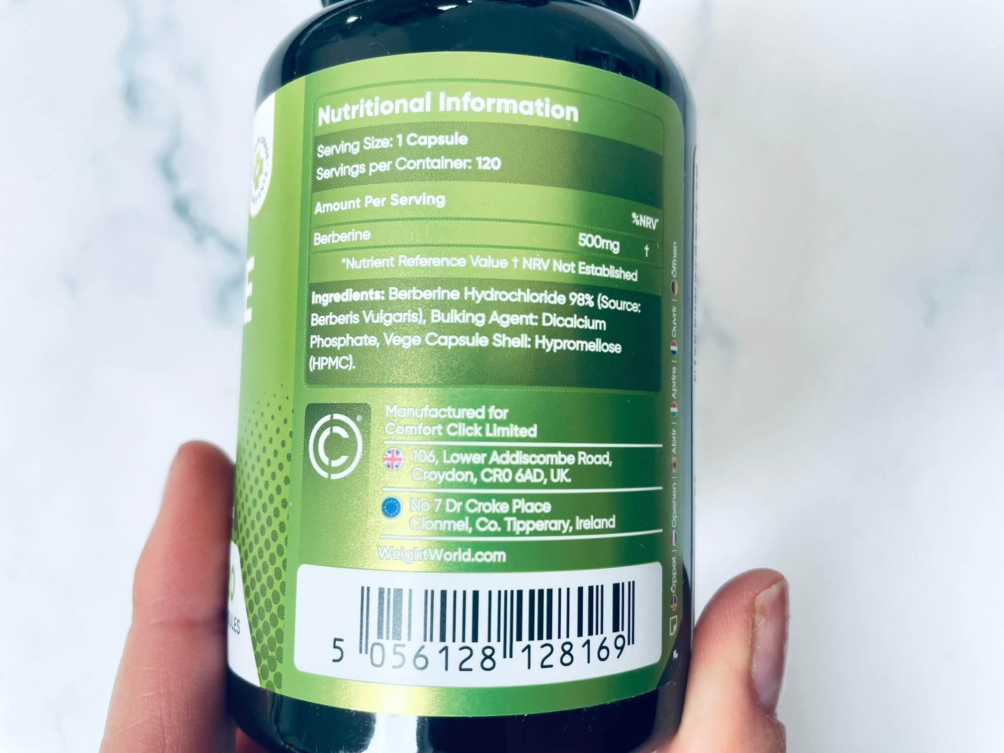 Næringsindhold på Berberine fra Weightworld
