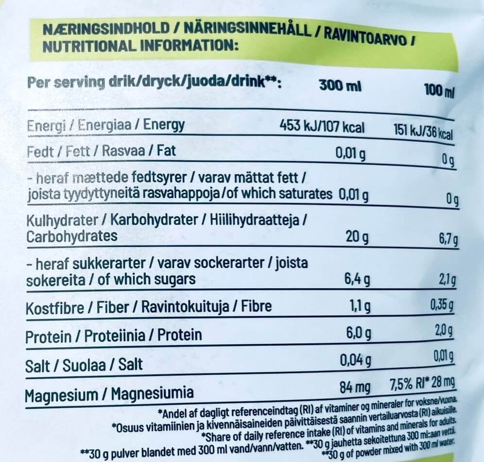 Næringsindhold på Bodylab Carbo Recovery