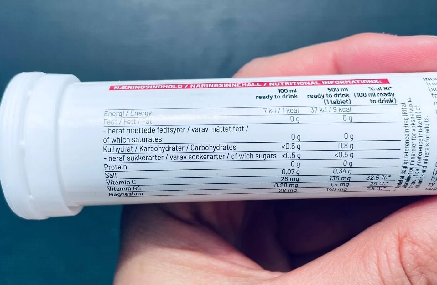 Næringsindhold på Bodylab Hydro Tabs