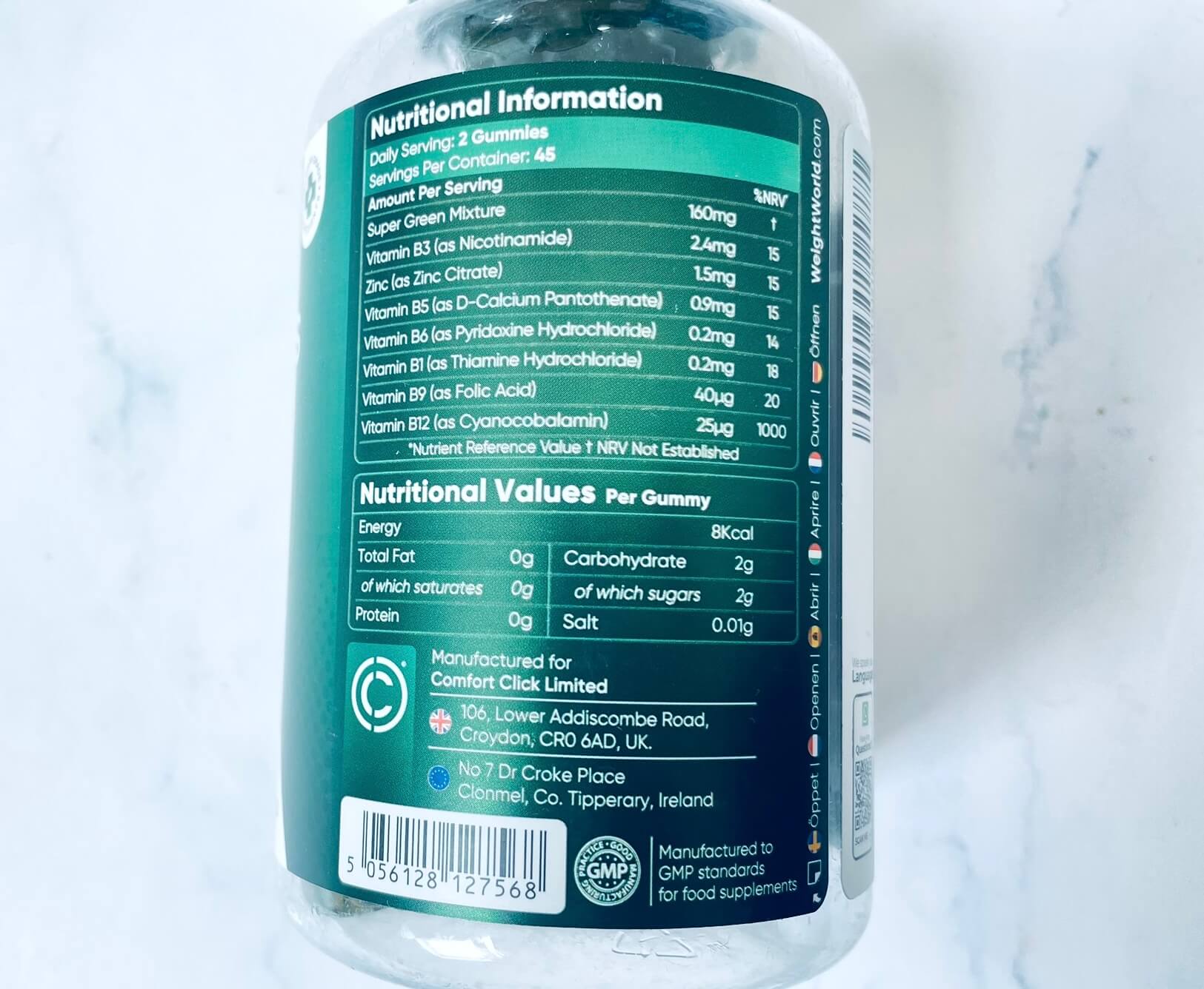Næringsindhold på Superfood Vingummi Vitaminer fra Weightworld
