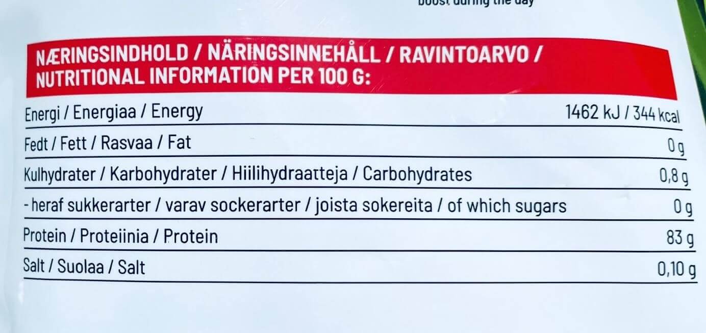 Næringsindhold til Bodylab Clear Whey med vandmelonsmag