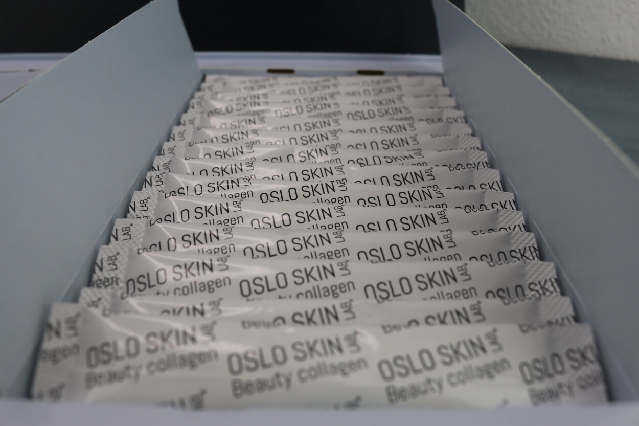 Oslo Skin Lab portionsposer med kollagenpulver i emballage