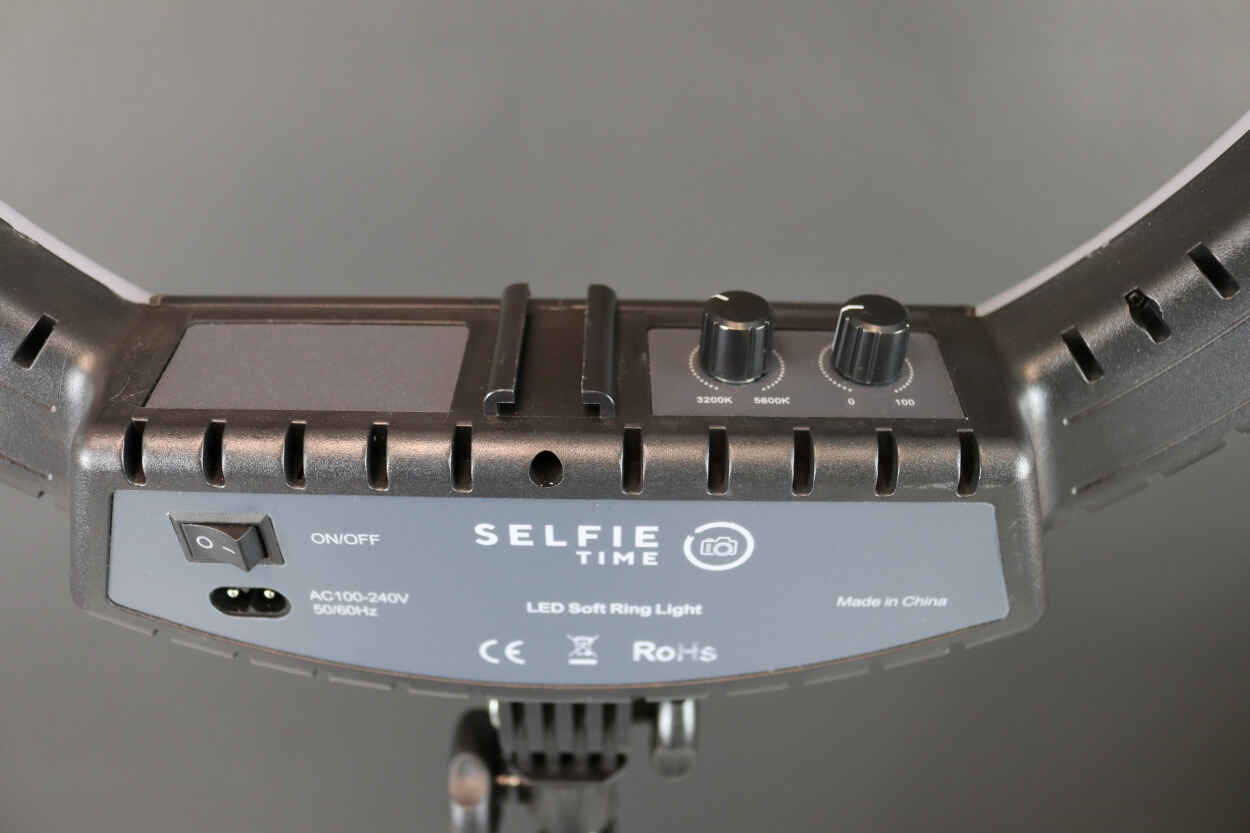 Selfietime 46 cm ring light indstillingsmuligheder