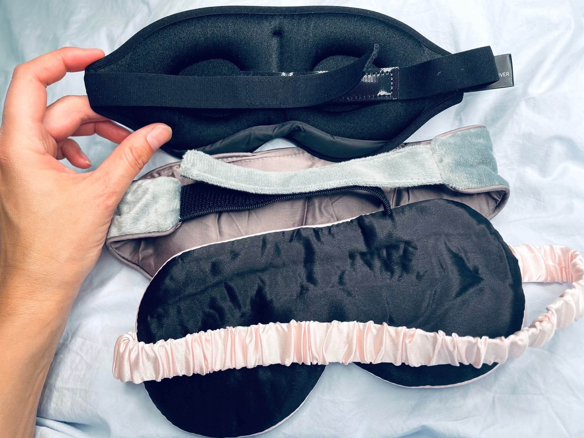 Sovemasker med velcro og elastik lukkemekanisme