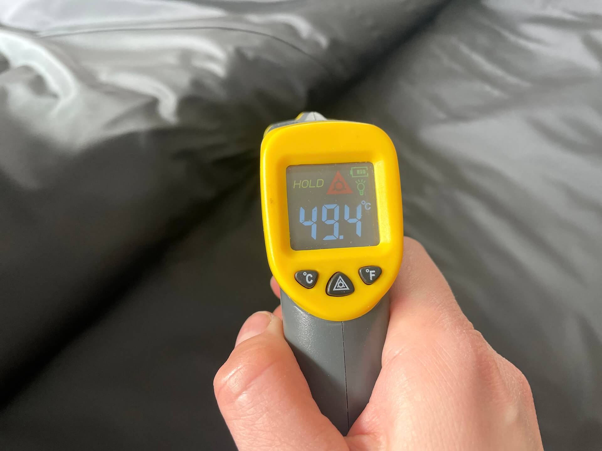 Temperaturmåling af Premium Infrarødt Saunatæppe fra Polax