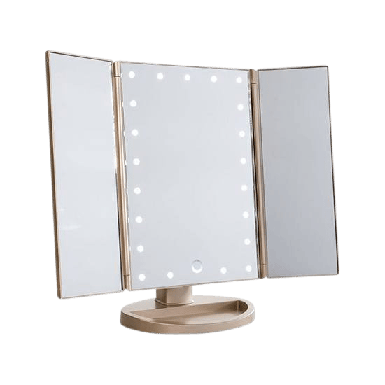 UNIQ Three Panel LED Lighted Makeup Mirror Rosegold 