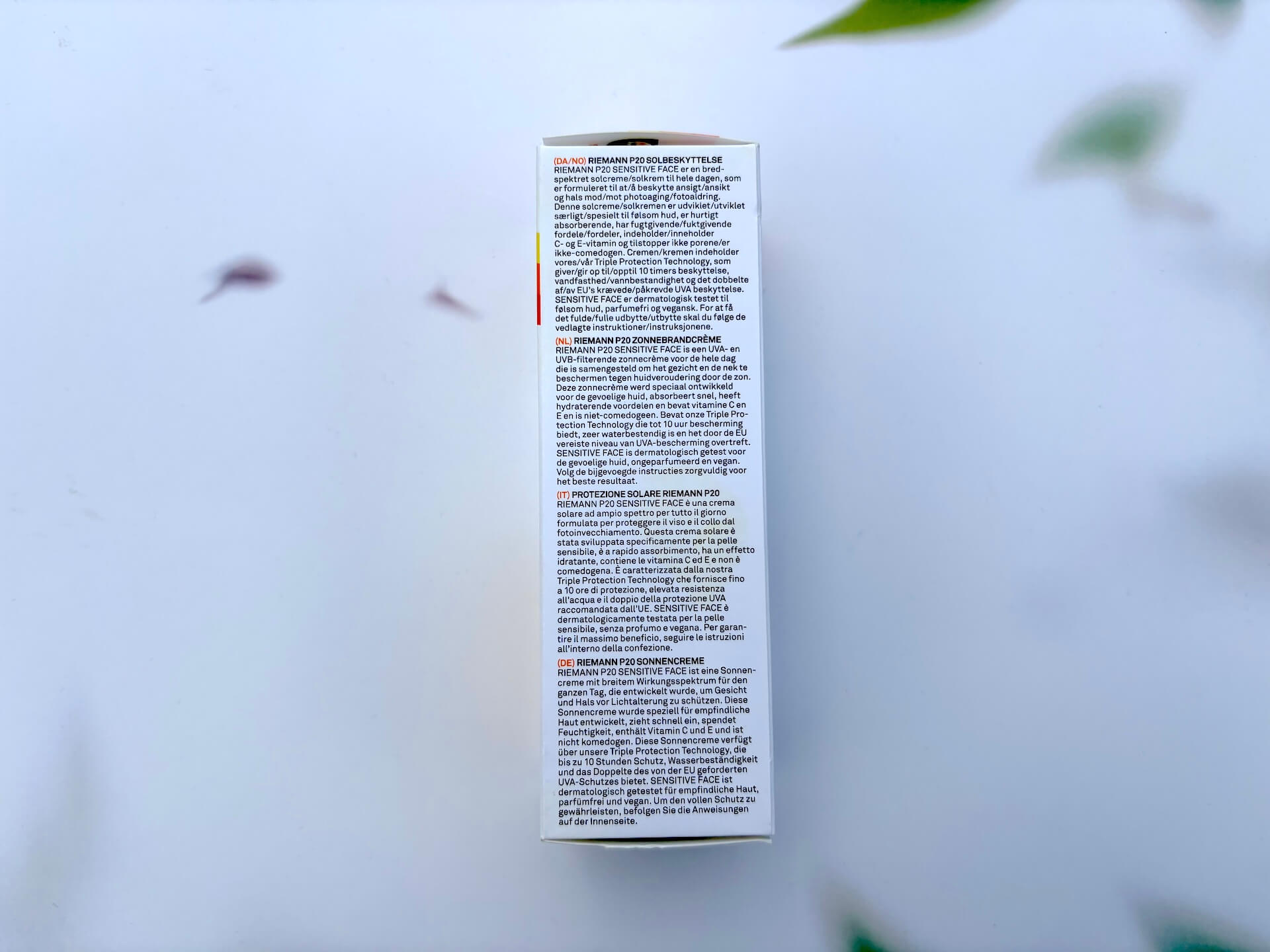 Vejledning på P20 Riemann Sensitive Face SPF 50+