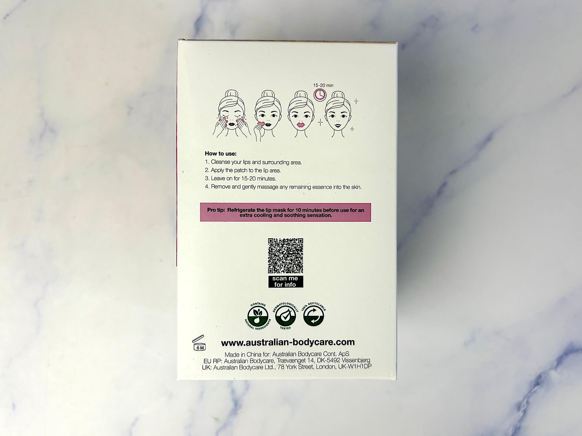 Vejledning til brug af Australian Bodycare B12 Lip Mask