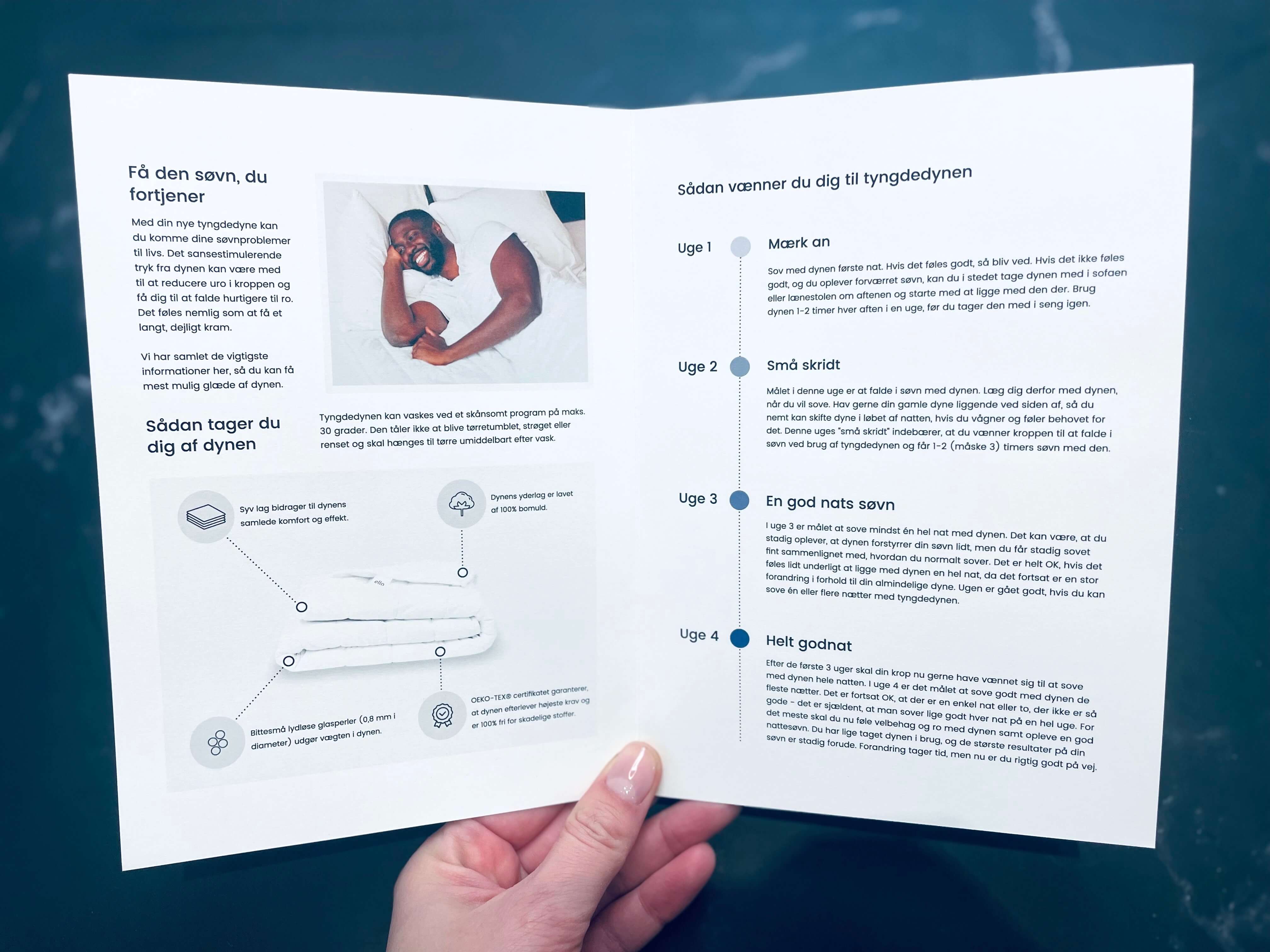 Vejledning til Ella tyngdedyne til voksne fra anew sleep