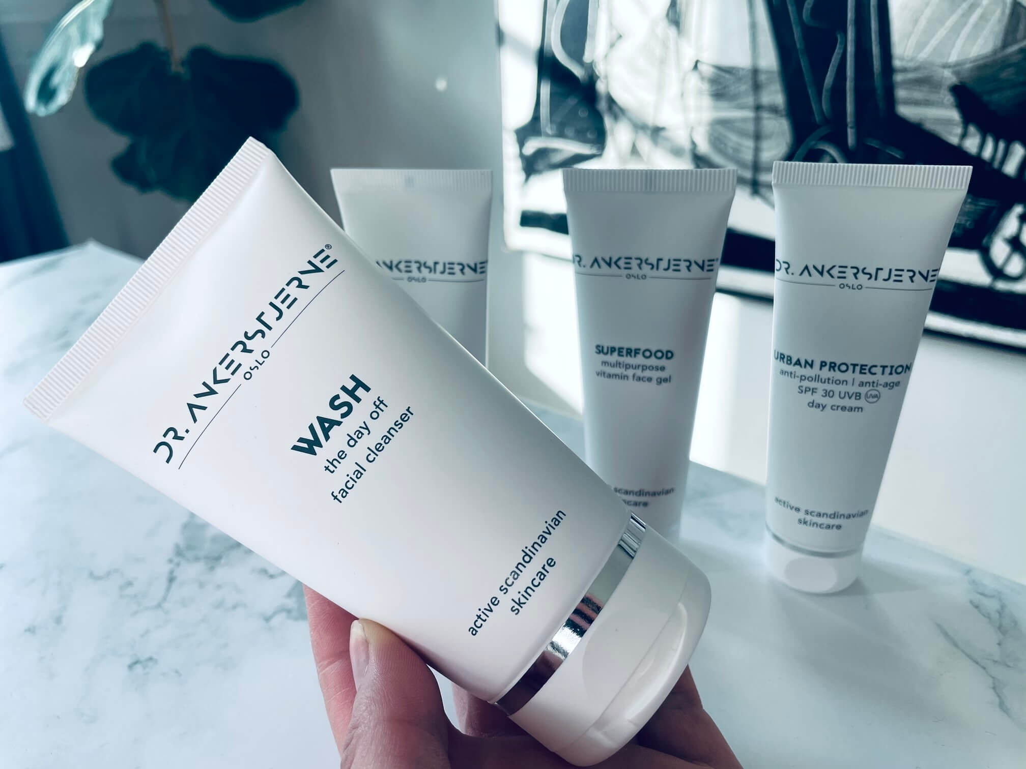 WASH the day off facial cleanser foran 3 andre Dr. Ankerstjerne produkter