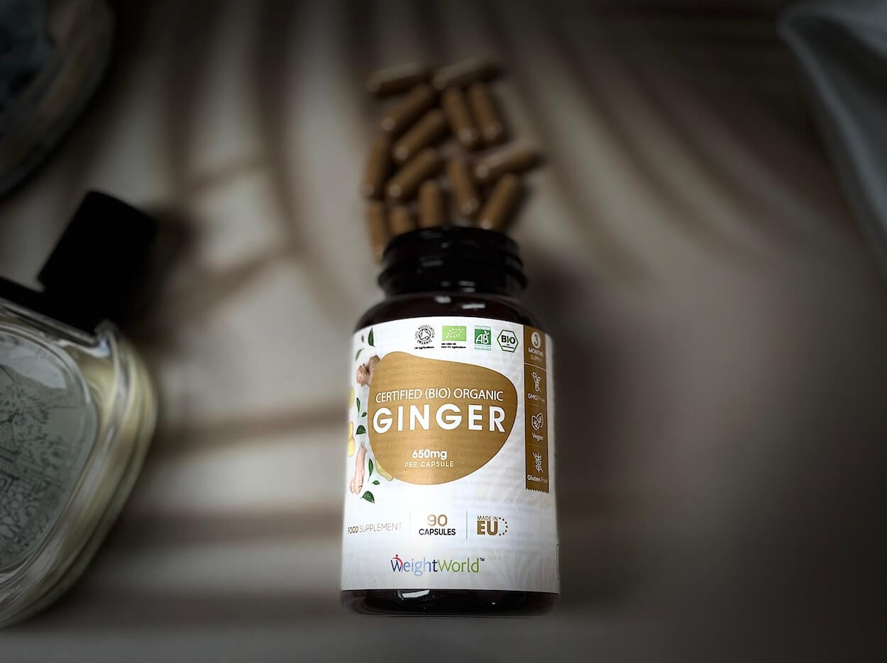 Weightworld Ingefærkapsler der ligger på et bord åben
